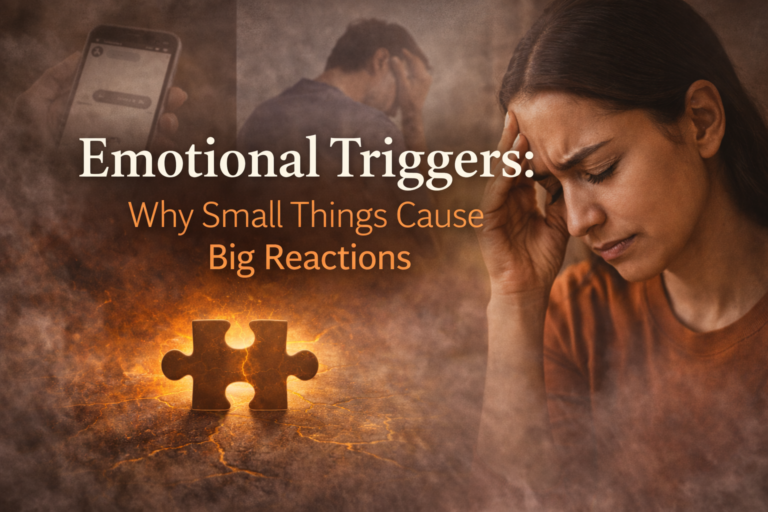 Emotional triggers causing strong reactions from small situations, illustrating stress and mental overwhelm