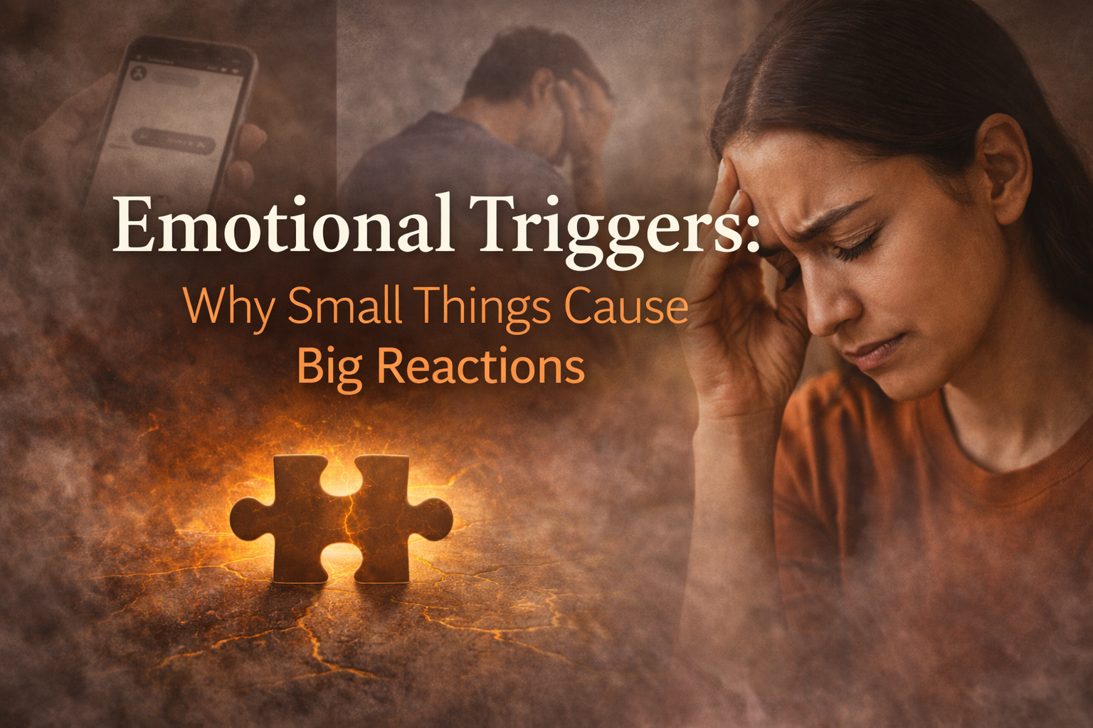Emotional triggers causing strong reactions from small situations, illustrating stress and mental overwhelm